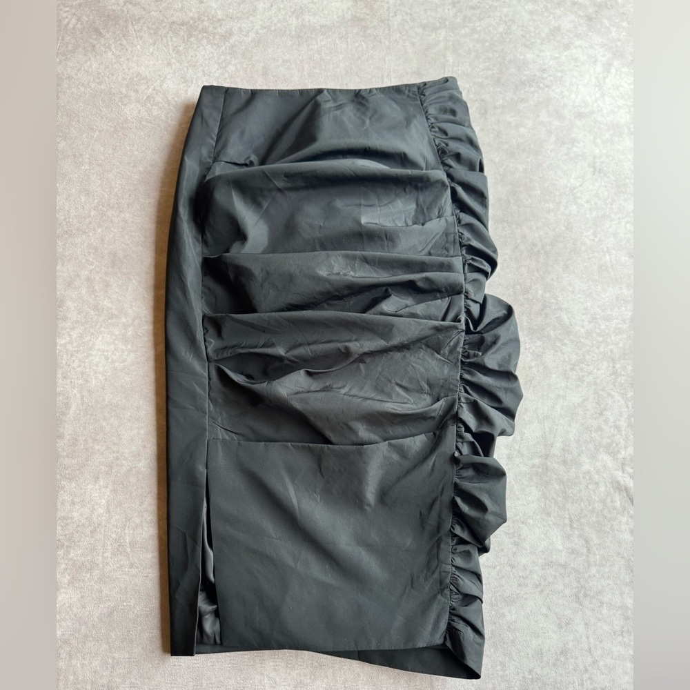 All Saints Southwark Midi Fitted Ruched Skirt Size 10 Invisible Zip